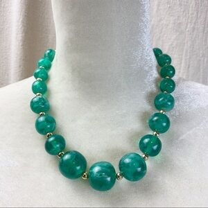 Green Marbled Acrylic Bead Necklace